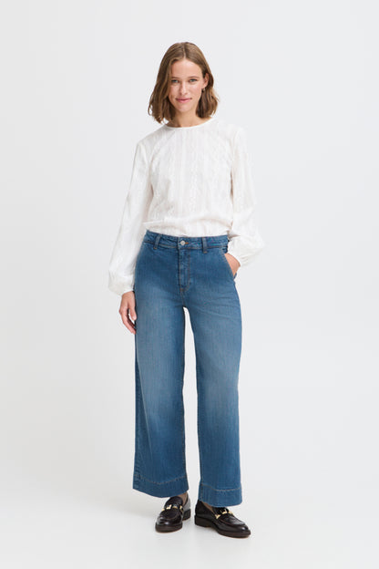 Ankle Length Wide Leg Jeans