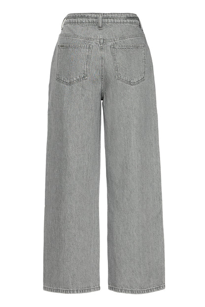 Wide Leg Grey Ankle Length Jeans