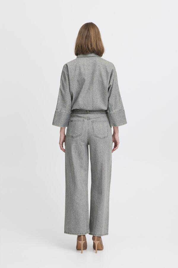 Wide Leg Grey Ankle Length Jeans