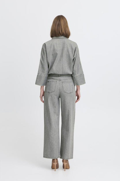 Wide Leg Grey Ankle Length Jeans