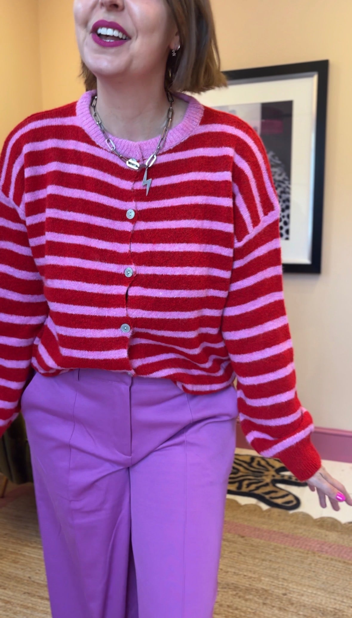Alpaca Striped Cardigan