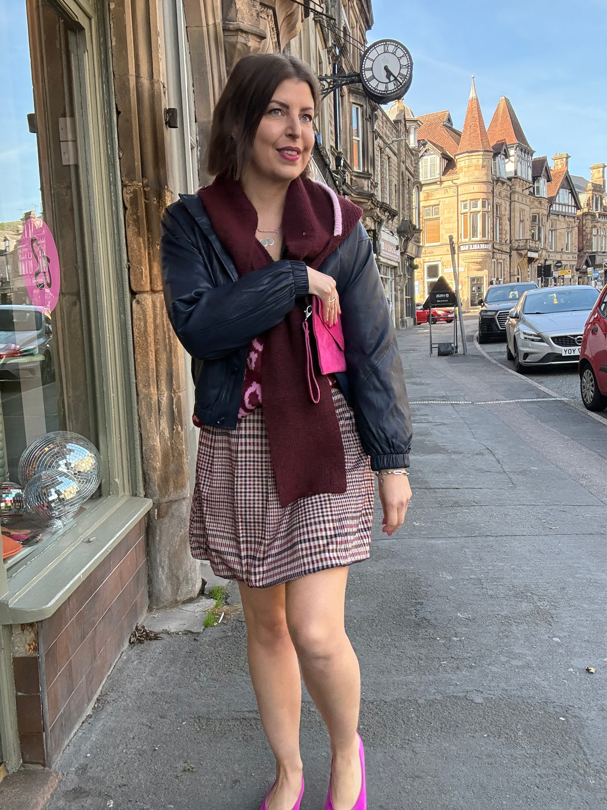 Tweed Print Bubble Hem Skirt