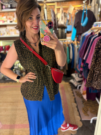 Leopard Print Denim Gilet