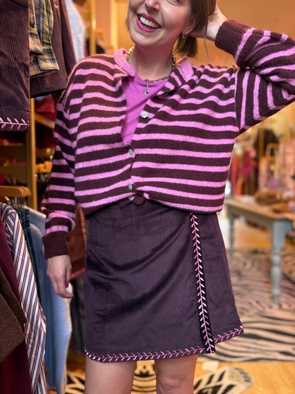 Corduroy Wrap Mini Skirt