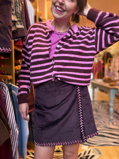 Corduroy Wrap Mini Skirt