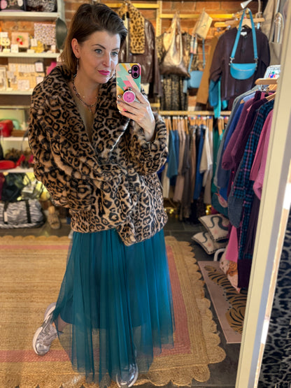 Leopard Print Faux Fur Coat