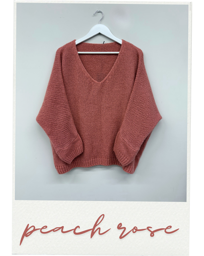 Slouchy V Neck Mohair Jumper