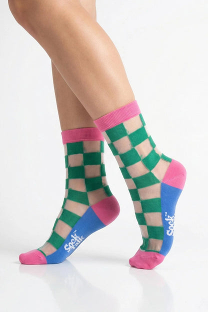 Checkerboard Sheer Socks