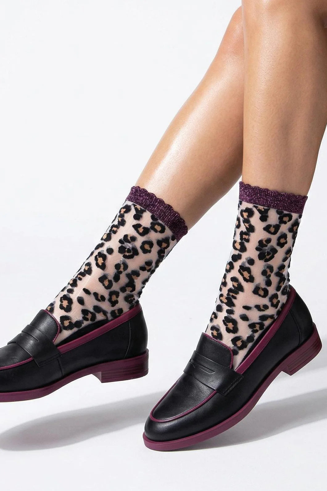 Black Leopard Print Sheer Socks