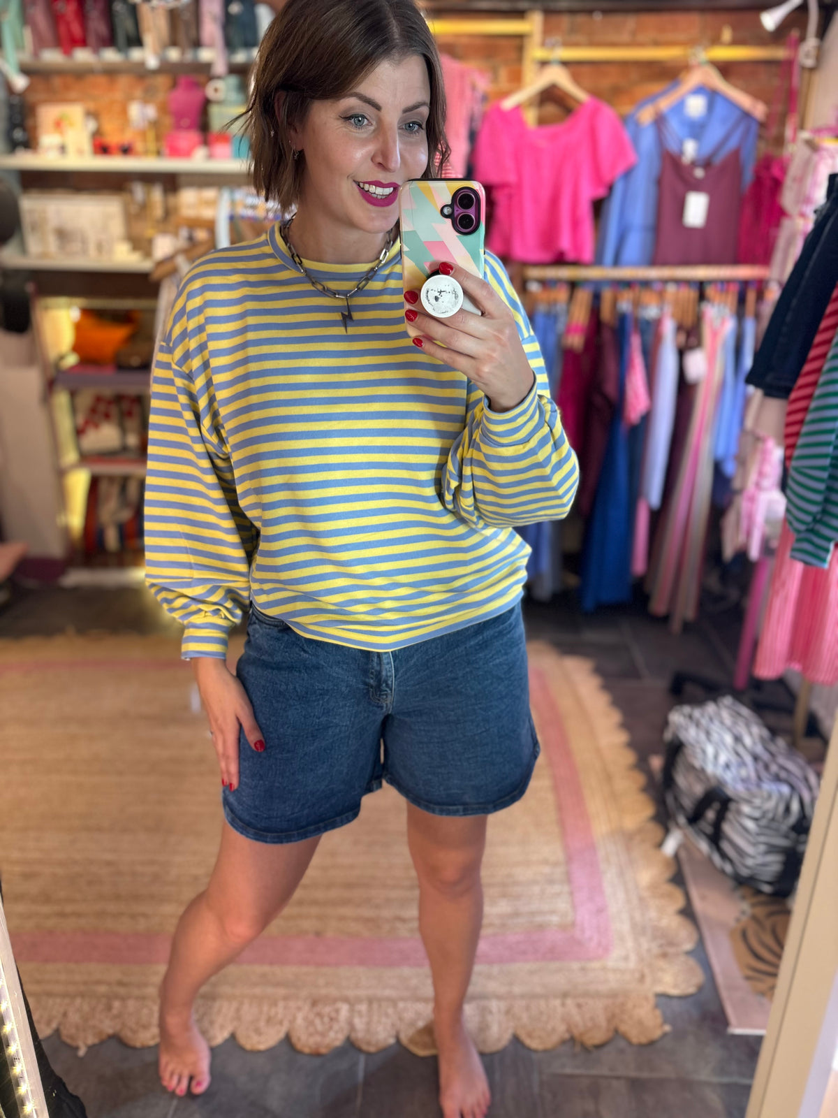 Striped Summer Cuffed Sweatshirt