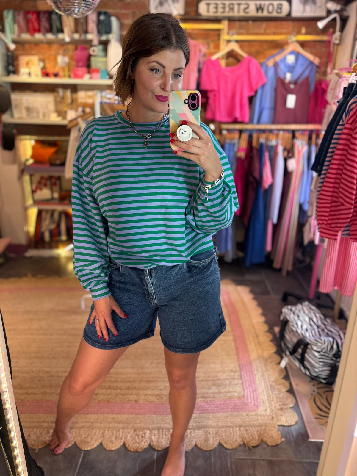 Striped Summer Cuffed Sweatshirt