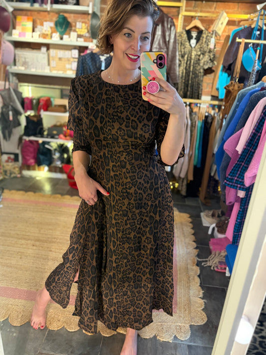 Leopard Print Midi Dress