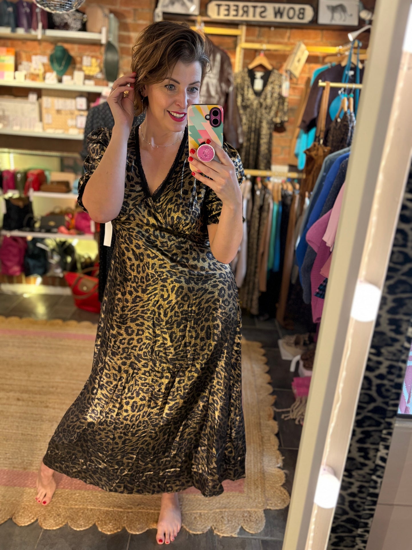 Leopard Print Silky Tea Dress