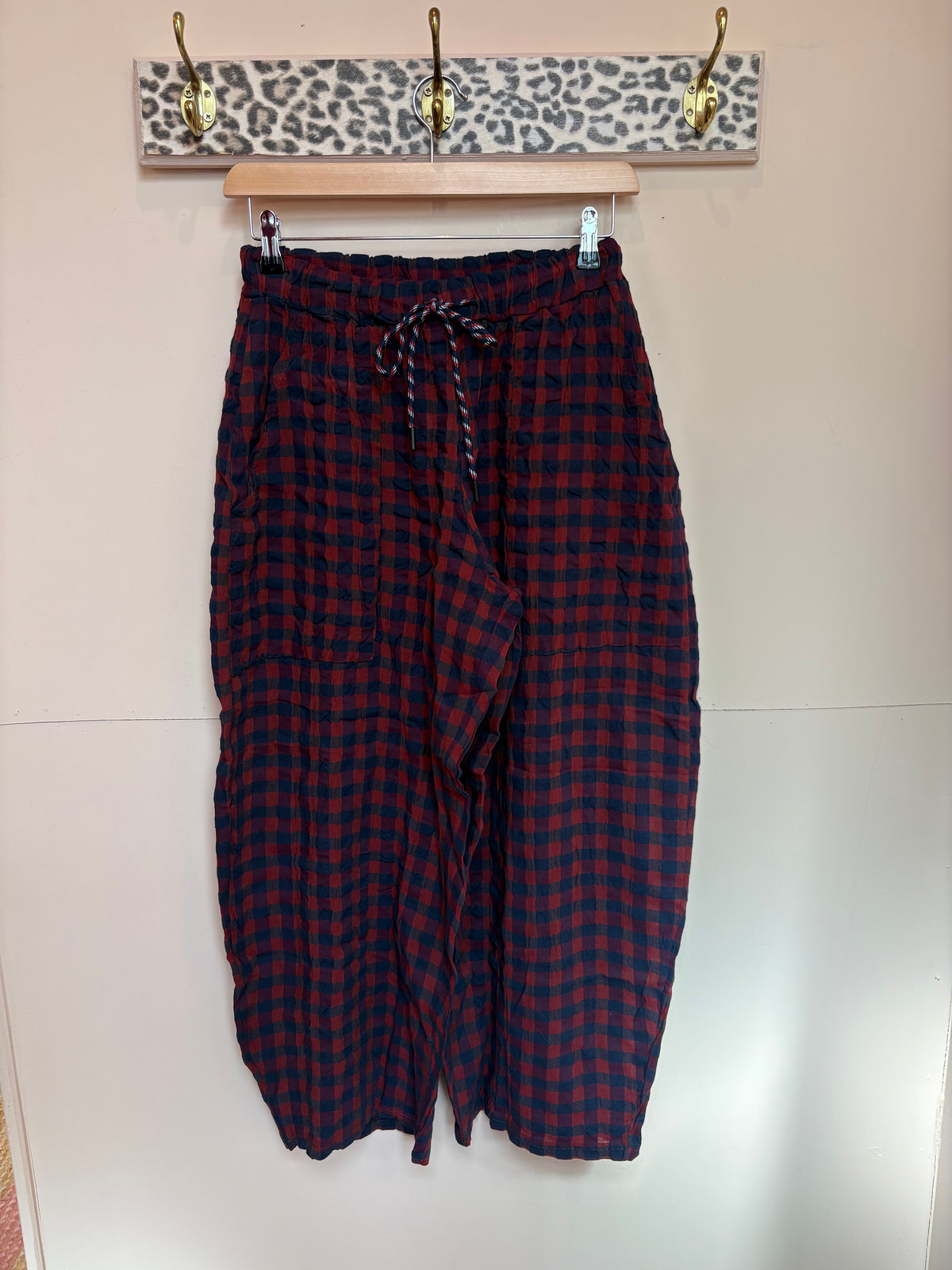 Gingham Barrel Leg Trousers *New Season Colours*