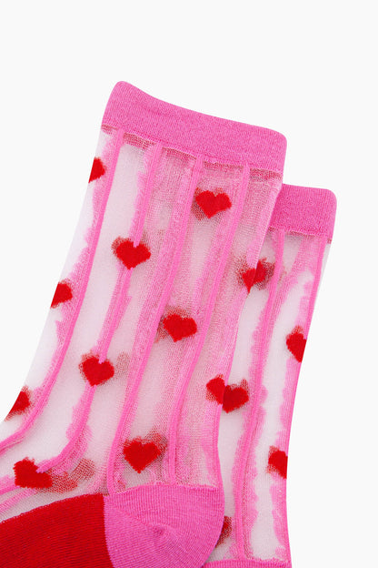 Heart Print Sheer Socks