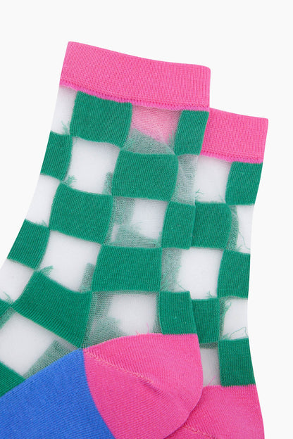 Checkerboard Sheer Socks