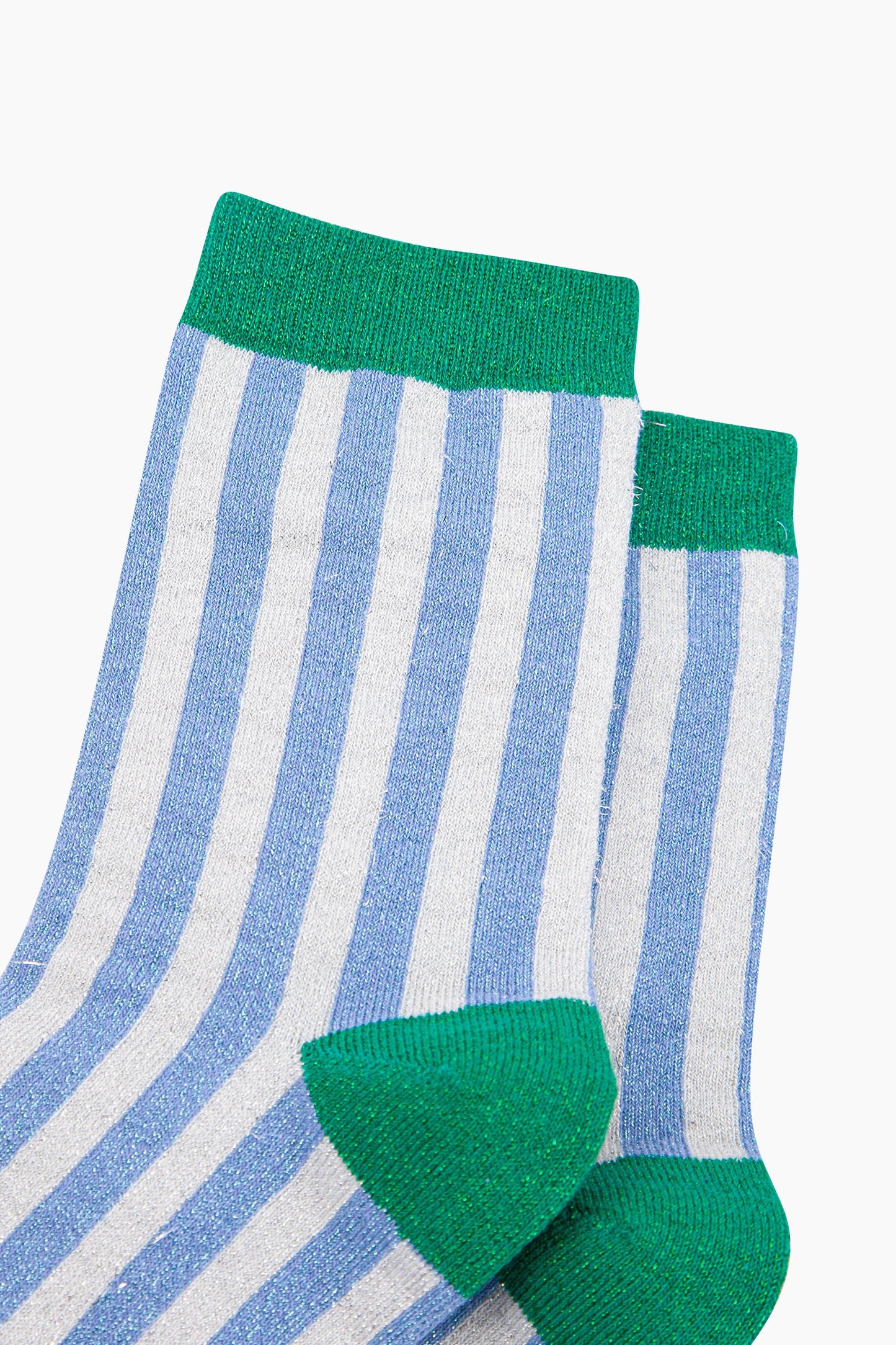 Glitter Striped Socks - Blue & Green