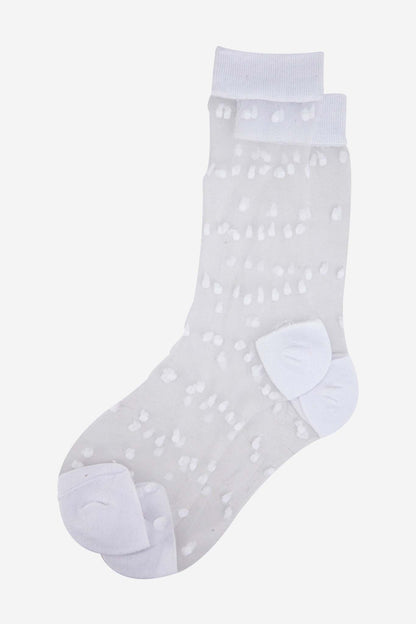 White Polka Dot Print Sheer Socks