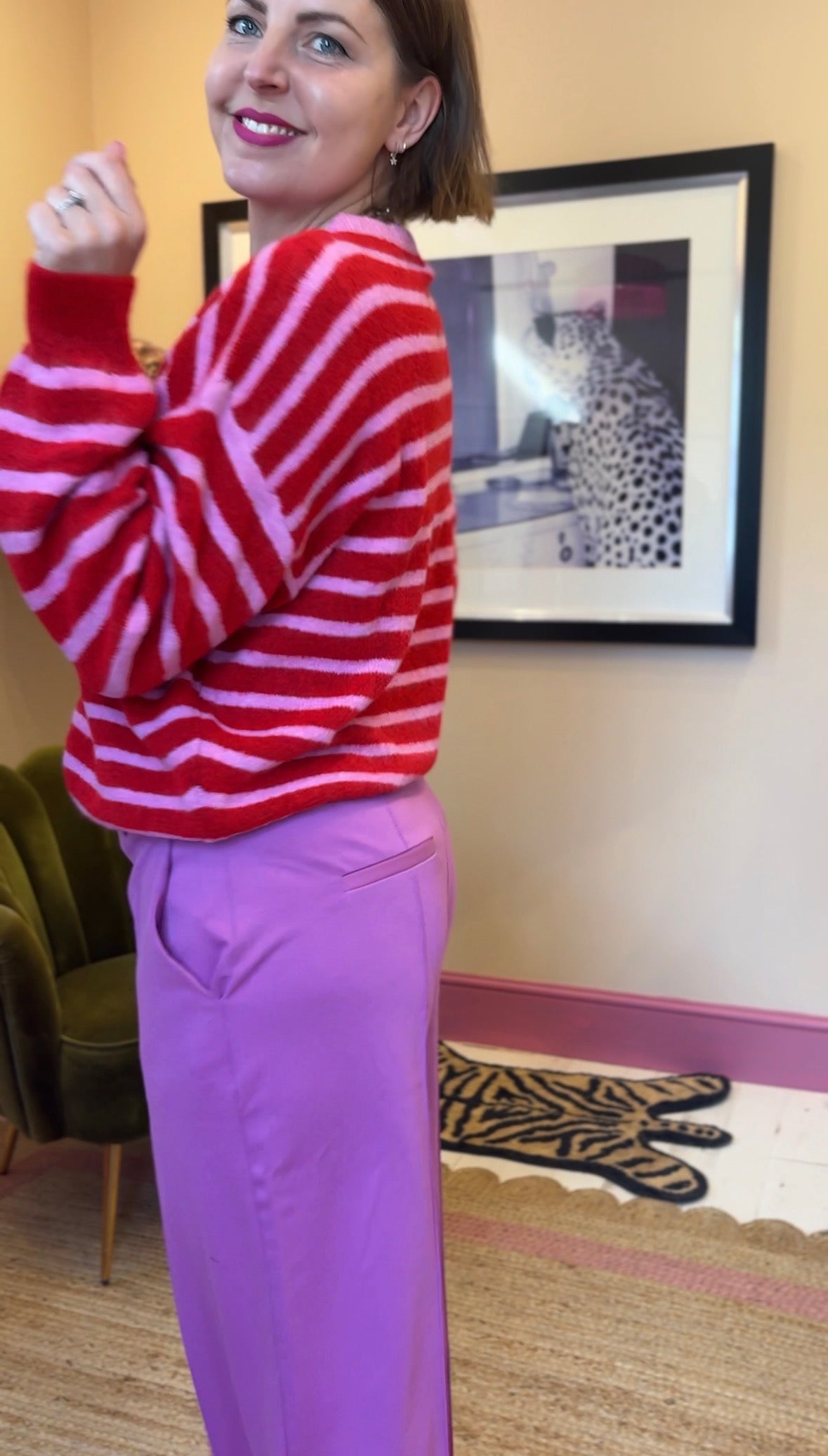 Magenta Seamed Trouser