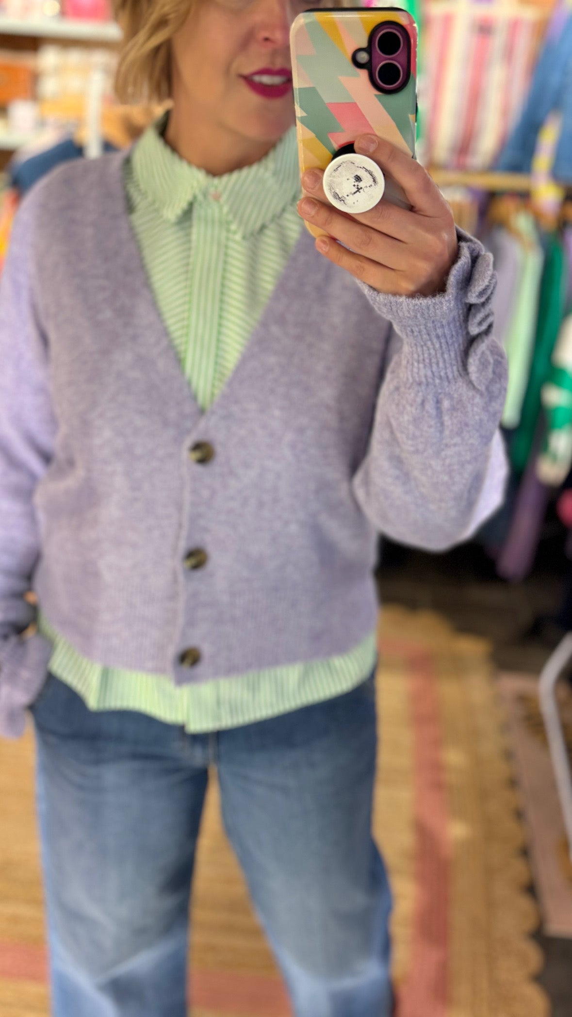 Pin Stripe Green Blouse