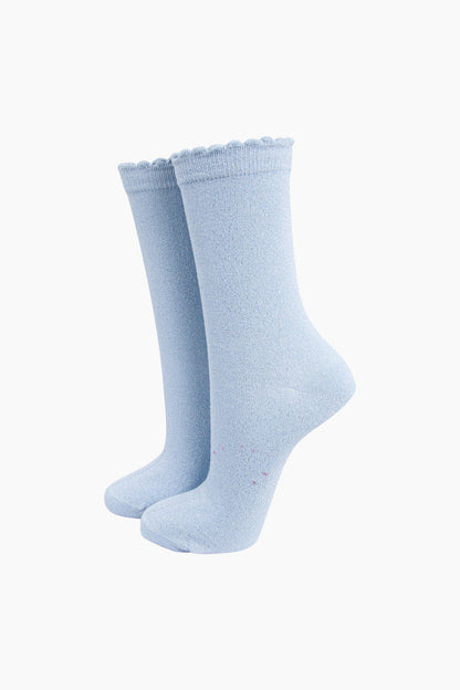 Plain Glitter Cotton Socks