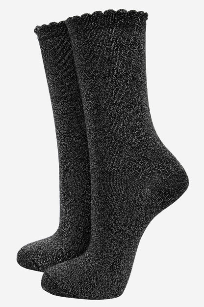 Plain Glitter Cotton Socks