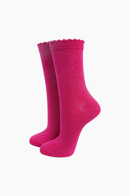 Plain Glitter Cotton Socks