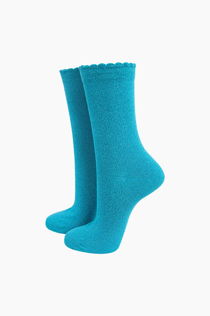Plain Glitter Cotton Socks