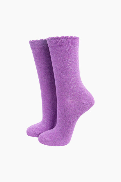 Plain Glitter Cotton Socks