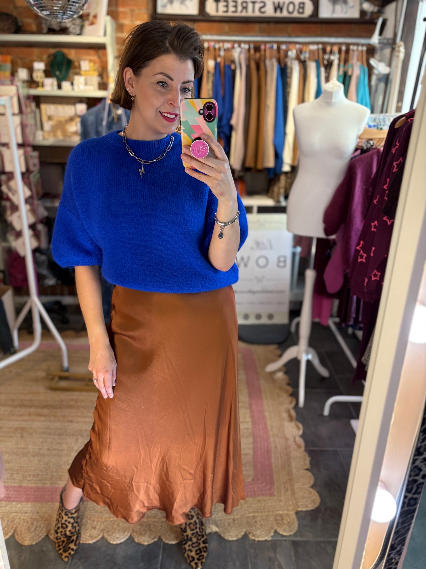Satin Midi Slip Skirt