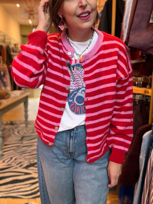 Alpaca Striped Cardigan