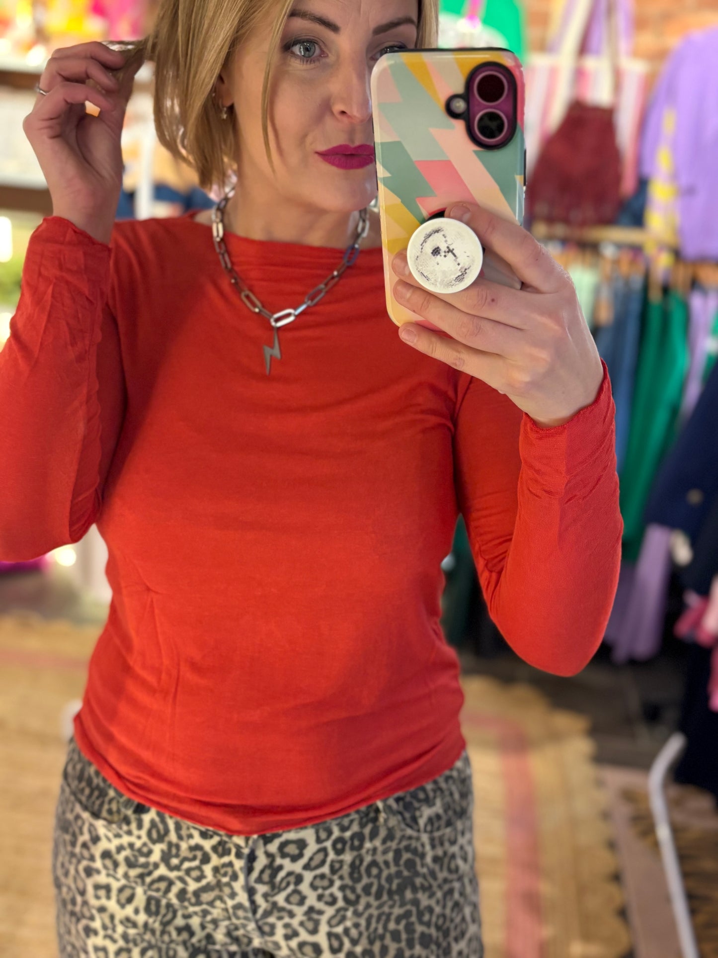 Plain Cashmere Blend Layering Top