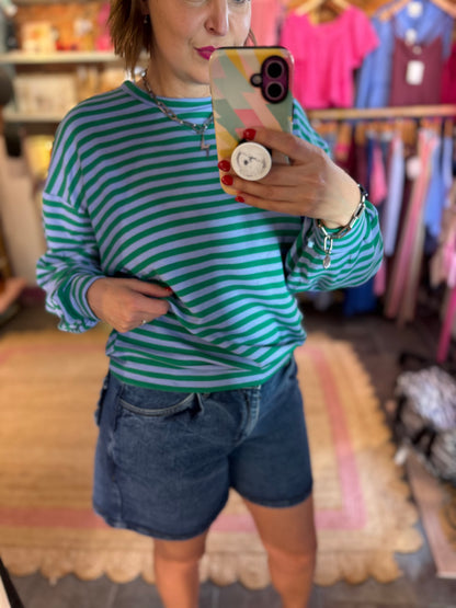 Striped Summer Cuffed Sweatshirt