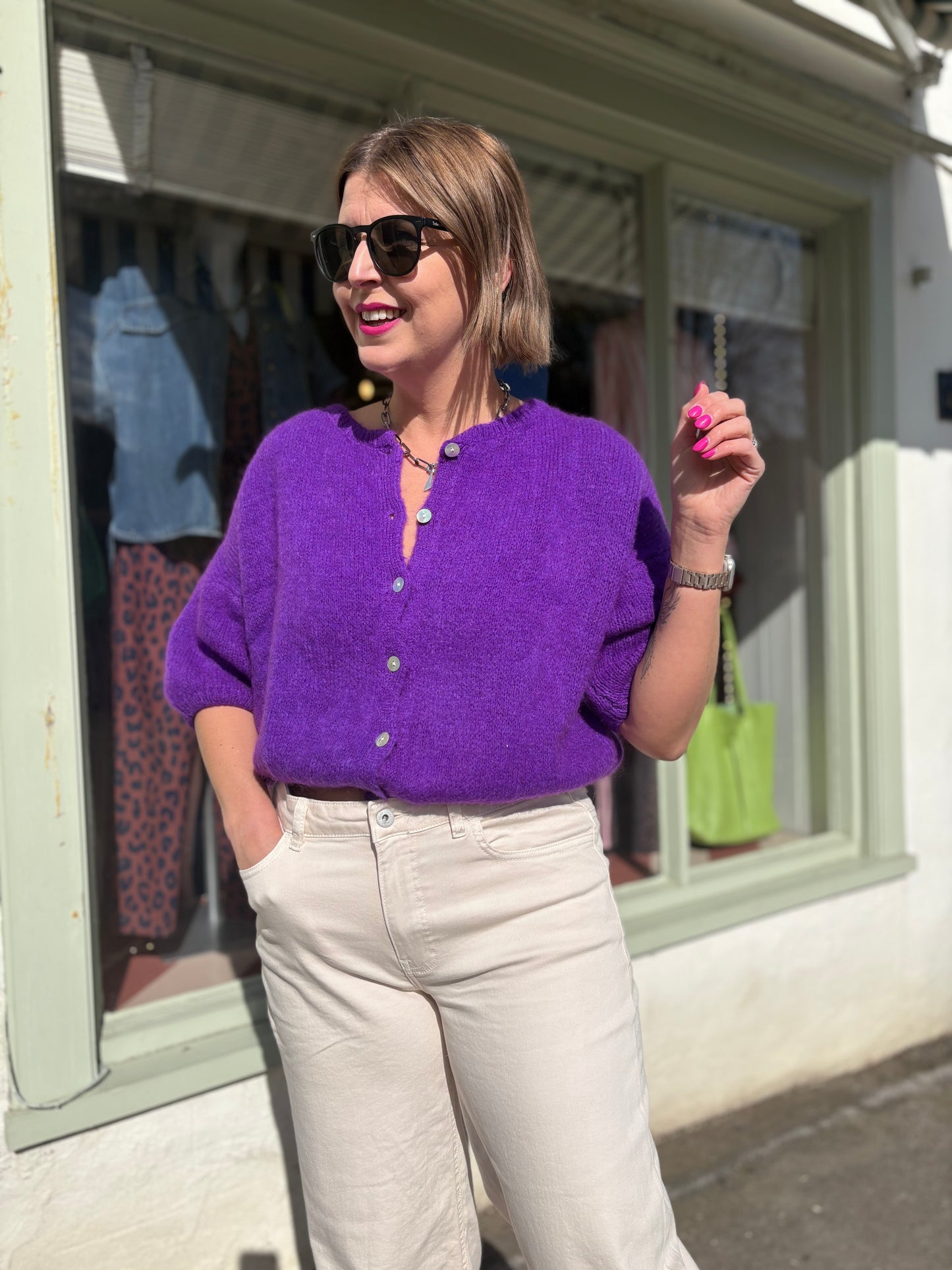 Mohair Short Sleeve Cardigan