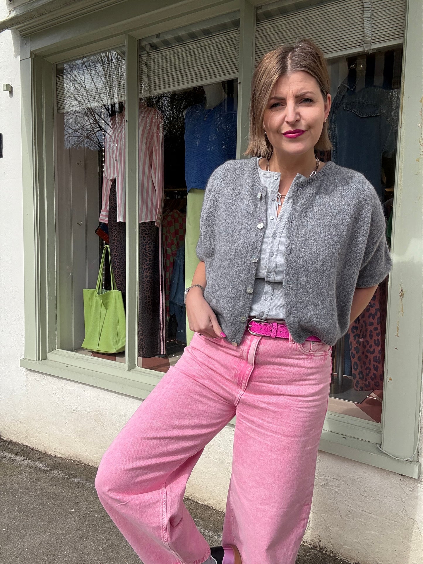 Mohair Short Sleeve Cardigan