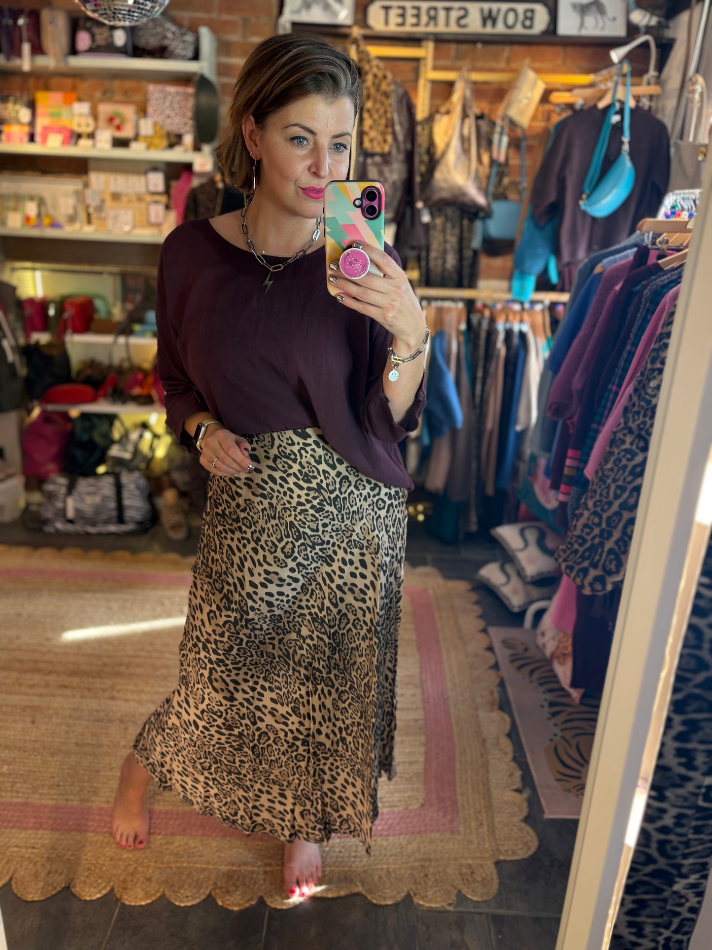 Leopard Print Slip Skirt
