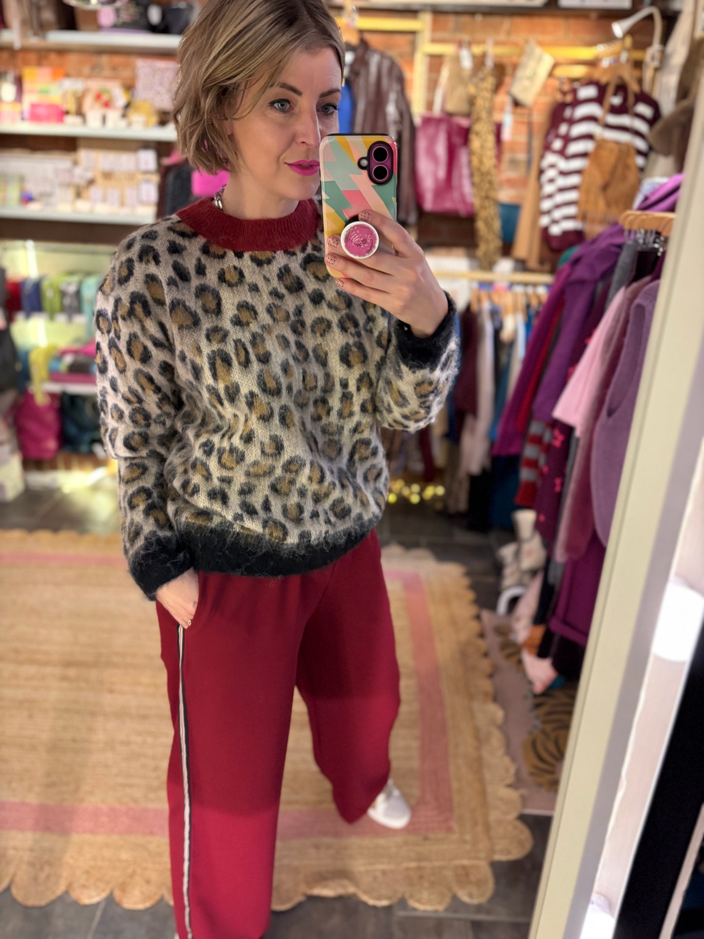 Fluffy Leopard Knit Jumper