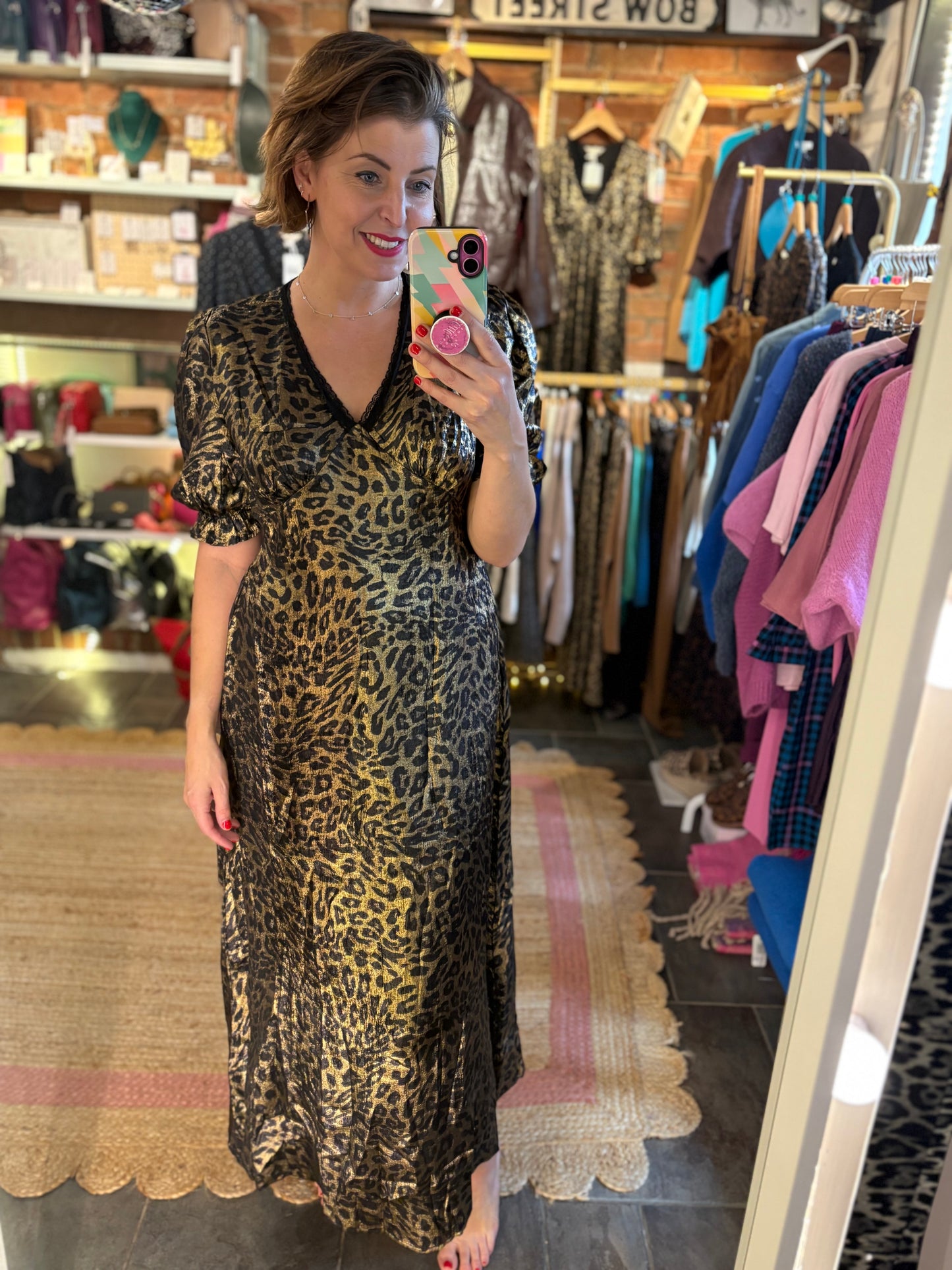 Leopard Print Silky Tea Dress