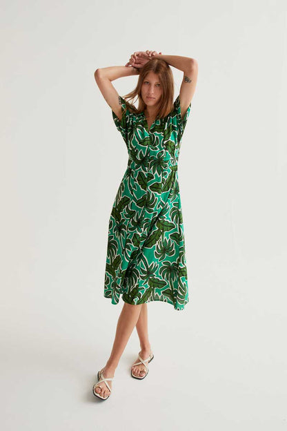 Leafy Bold Midi Dress