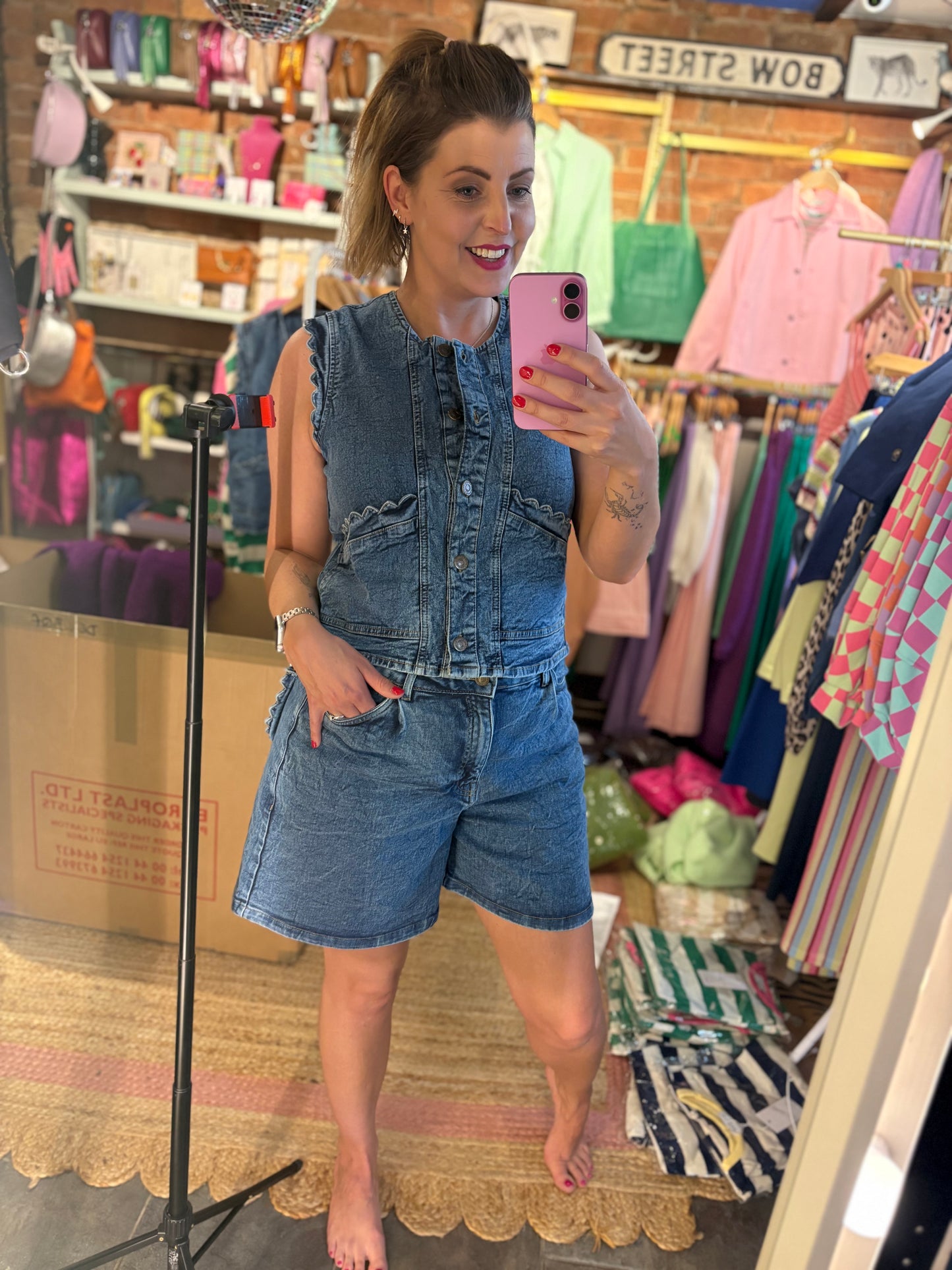 Scallop Denim Shorts