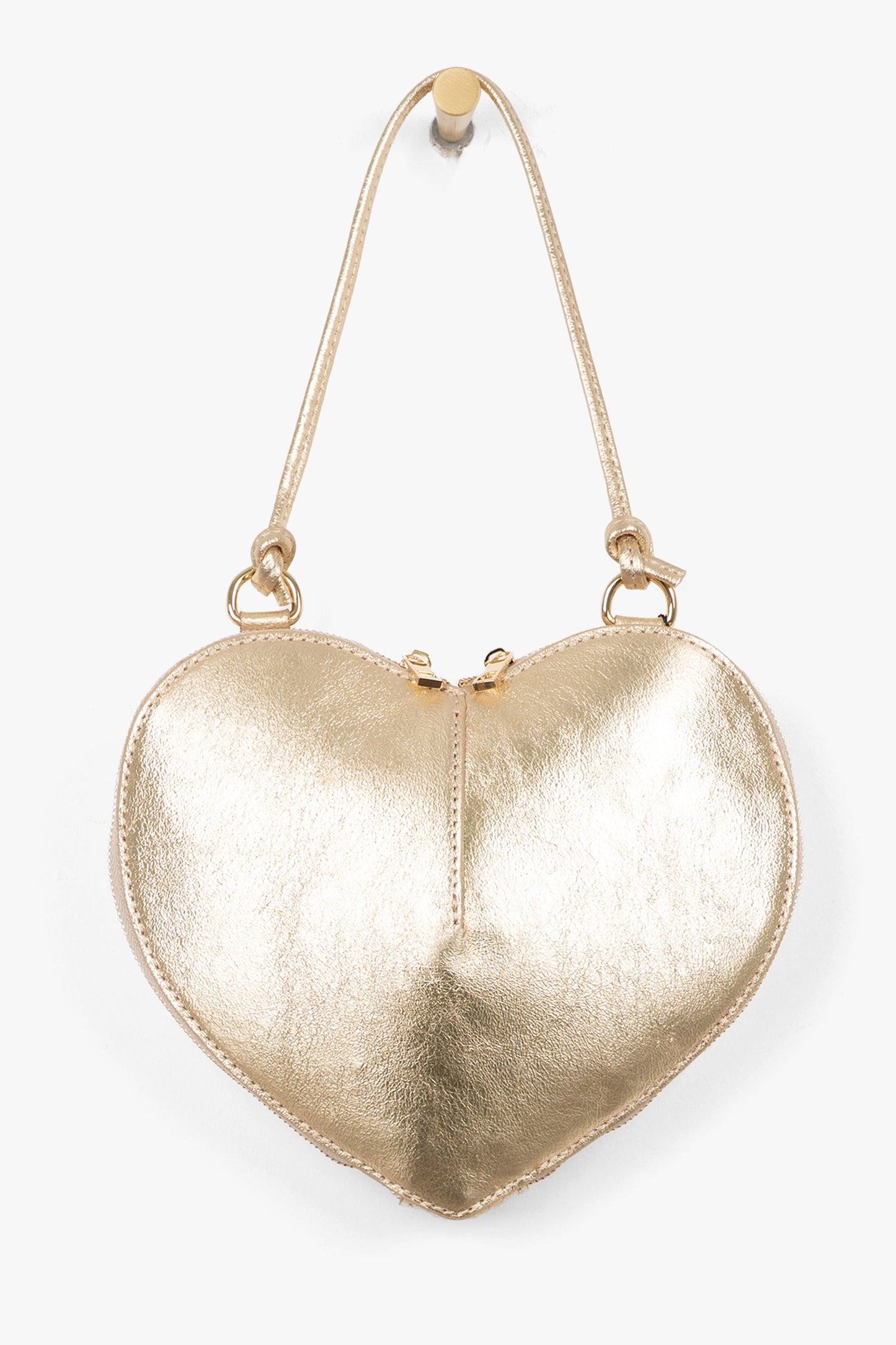 Metallic Gold Heart Leather Bag