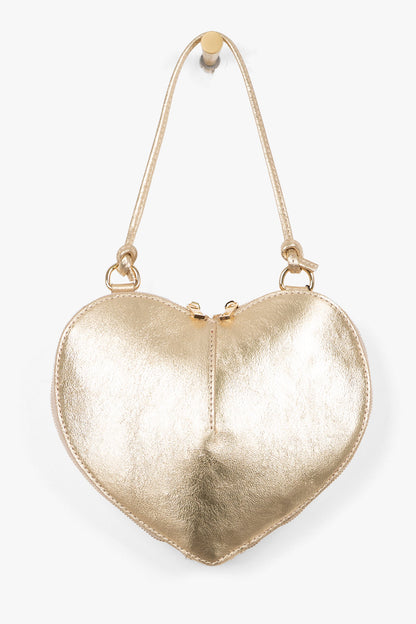 Metallic Gold Heart Leather Bag