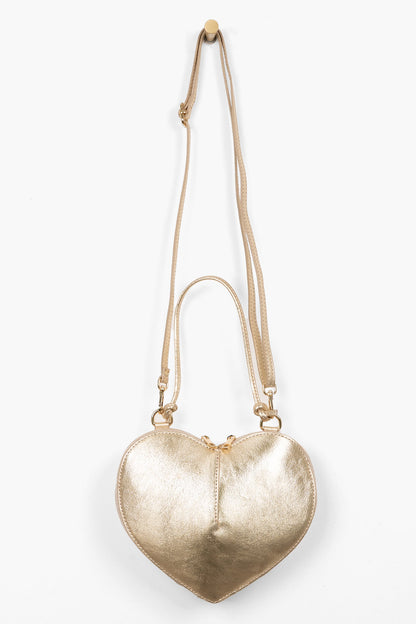 Metallic Gold Heart Leather Bag