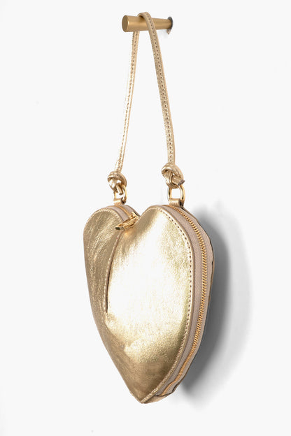 Metallic Gold Heart Leather Bag
