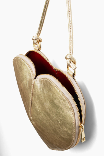 Metallic Gold Heart Leather Bag