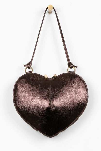 Metallic Chocolate Heart Leather Bag
