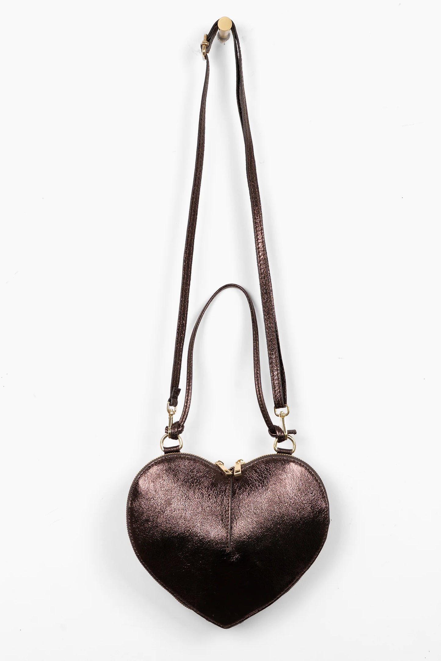 Metallic Chocolate Heart Leather Bag