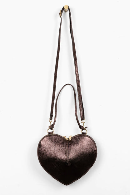 Metallic Chocolate Heart Leather Bag