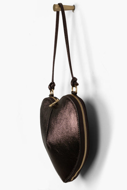 Metallic Chocolate Heart Leather Bag