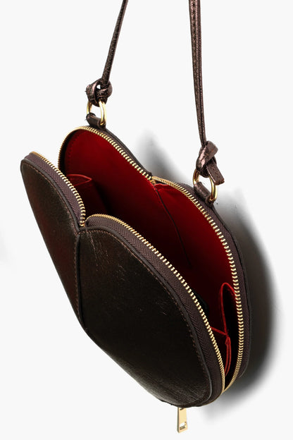 Metallic Chocolate Heart Leather Bag